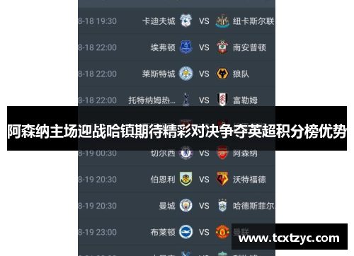 阿森纳主场迎战哈镇期待精彩对决争夺英超积分榜优势